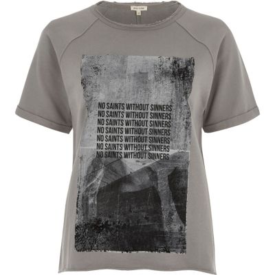 Grey jersey printed T-shirt